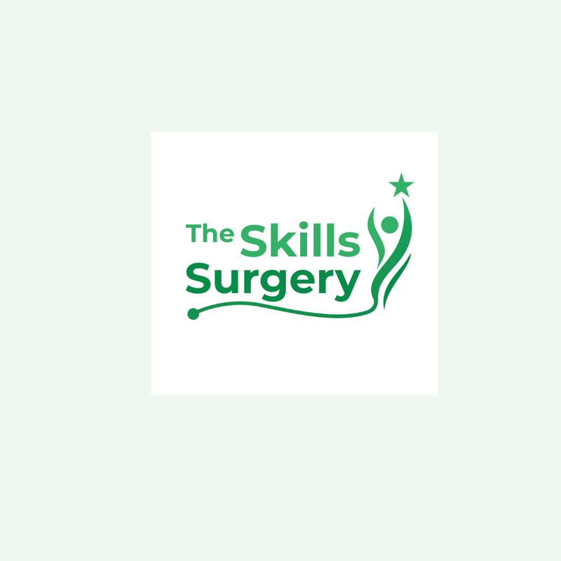 The Skills Surgery logo showing an abstract person reaching for a staff in green